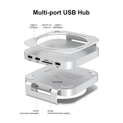 Aluminum Stand Hub for Mac Mini M4/M4 Pro